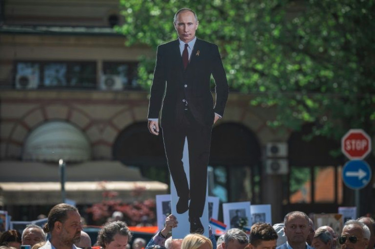 A cutout of Russian President Vladimir Putin was held during a march in Belgrade last month commemorating the Soviet victory over Nazi Germany in World War II
