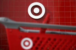 A Target shopping cart is seen in front of a store logo in Azusa, California, U.S. November 16, 2017. 