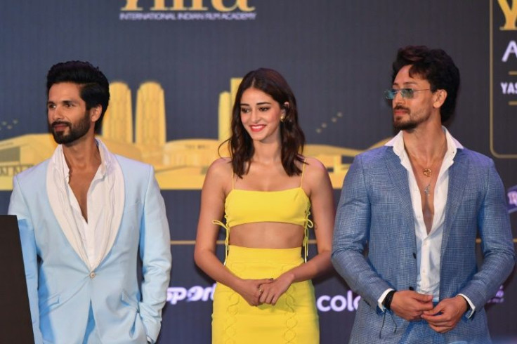 L-R: actors Shahid Kapoor Ananya Panday and Tiger Shroff are among the performers during the IIFA events in Abu Dhabi