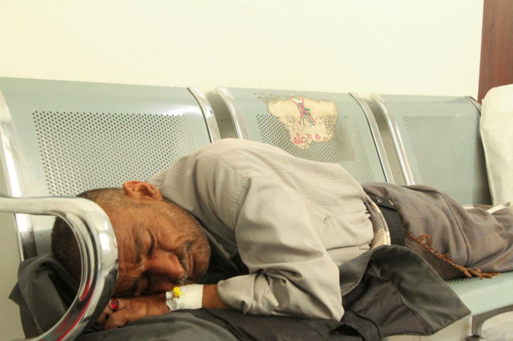 Mohsen al-Najdi, 53, a blood cancer patient, sleeps on a bench after receiving chemotherapy at a hospital in Taiz, Yemen May 22, 2022.