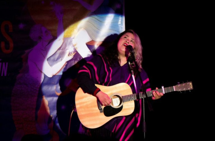 Mexican ballad singer Vivir Quintana performs in Mexico City, on May 12, 2022
