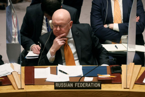 Russian Ambassador to the United Nations Vassily Nebenzia attends a United Nations Security Council meeting at U.N. headquarters in New York City, New York, U.S., May 19, 2022. 