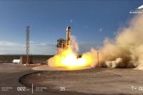 Jeff Bezos' space tourism venture Blue Origin launches its fifth crewed capsule mission from its base near Van Horn, Texas, U.S. June 4, 2022 in a still image from video. Blue Origin/Handout via REUTERS.  