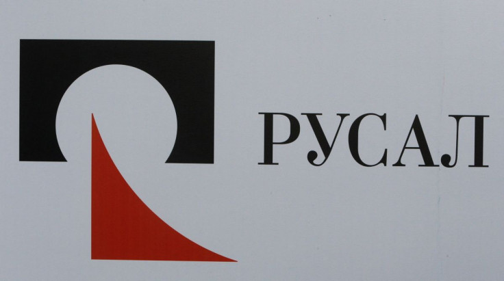 The logo of Russian aluminium producer Rusal is seen on a board at the St. Petersburg International Economic Forum 2017 (SPIEF 2017) in St. Petersburg, Russia, June 1, 2017.