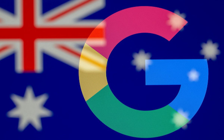 Google logo and Australian flag are displayed in this illustration taken, Feb. 18, 2021. 