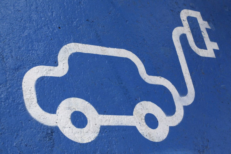 The logo of an electric car is painted on the road at Santiago, Chile, April 20, 2011. 