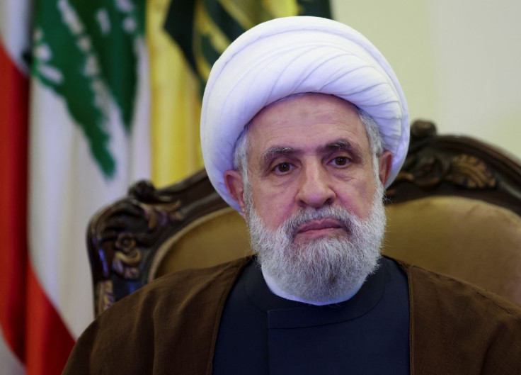 Lebanon's Hezbollah deputy leader Sheikh Naim Qassem attends an interview with Reuters in Beirut's suburbs, June 6, 2022.