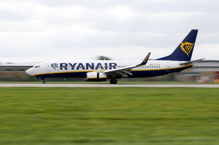 A Ryanair aircraft lands on the southern runway at Gatwick Airport in Crawley, Britain, August 25, 2021.