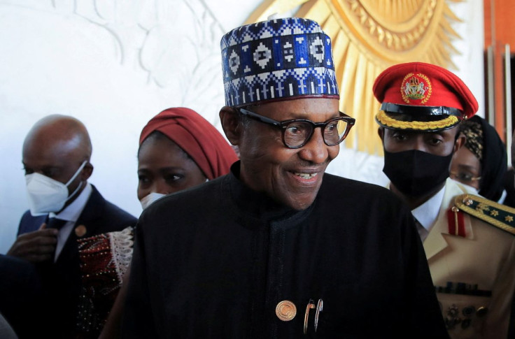 Nigerian President Muhammadu Buhari arrives at the opening session of the 35th ordinary session of the Assembly of the African Union at the African Union Commission (AUC) headquarters in Addis Ababa, Ethiopia, February 5, 2022.