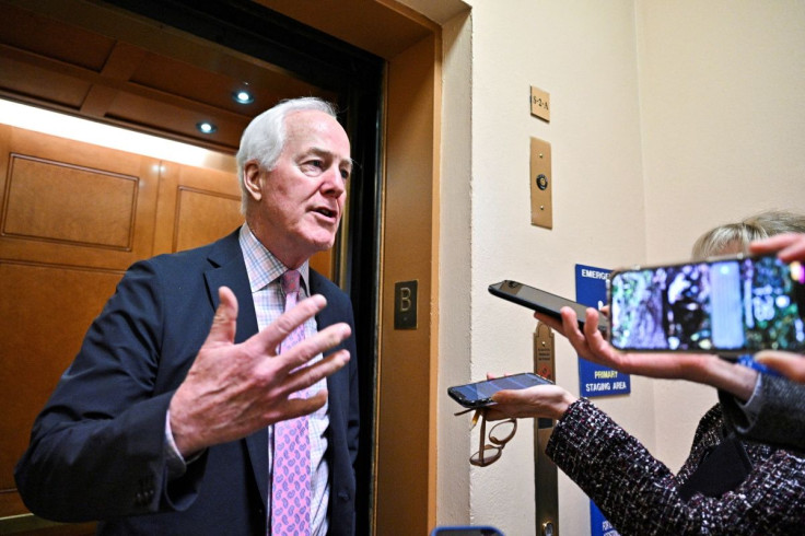 U.S. Senator John Cornyn (R-TX) speaks with reporters at the U.S. Capitol in Washington, DC, U.S., February 17, 2022. 