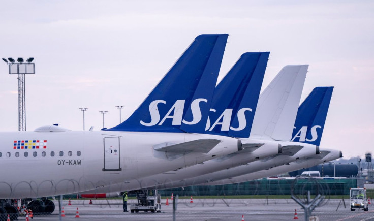 Scandinavian Airlines (SAS) Airbus A320 planes are parked at Copenhagen airport in Kastrup, Denmark, March 15, 2020. TT News Agency/Johan Nilsson via REUTERS      ATTENTION EDITORS