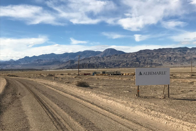 A sign at the approach road leads to Albemarle's lithium evaporation ponds at its facility in Silver Peak, Nevada, U.S., January 9, 2019. 