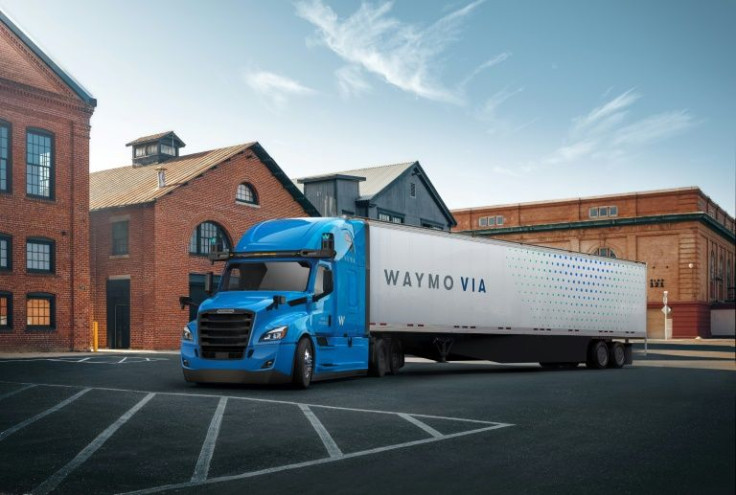 A vision for the future of logistics includes self-driving trucks like this one pictured by Alphabet-owned Waymo handling the long-hauls then ceding cargo to humans for the local legs to destinations.