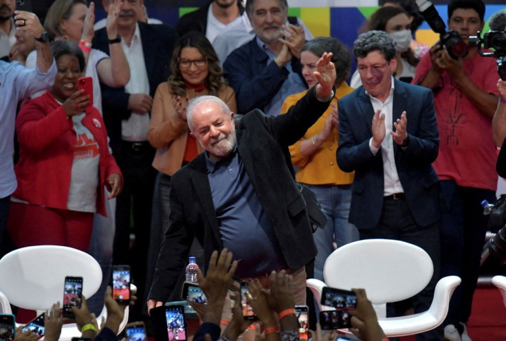 Former Brazil president and current presidential candidate Luiz Inacio Lula da Silva attends the "Lula abraca Minas" (Lula embraces Minas) event in Belo Horizonte, Minas Gerais state, Brazil, May 9, 2022.
