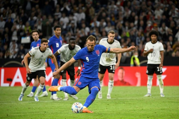 Harry Kane converts a penalty for England in Munich on Tuesday