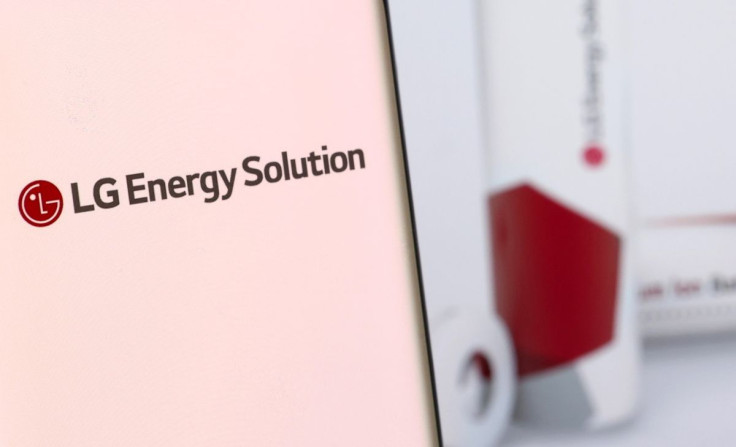 LG Energy Solution's logo is pictured on a smartphone in front of their web site displayed in this illustration taken, December 4, 2021.