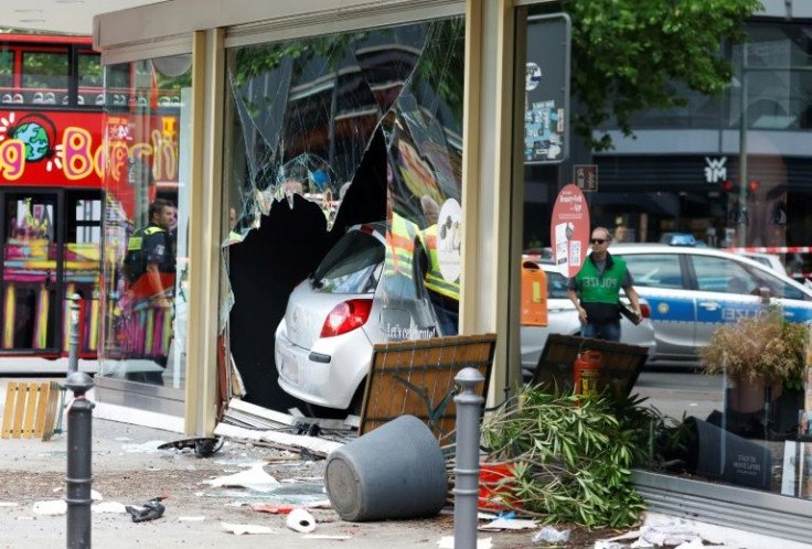 The car ended up smashing into a shop front