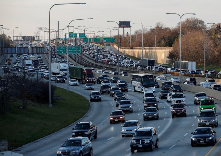 Travelers are stuck in a traffic jam as people hit the road before the busy Thanksgiving Day weekend in Chicago, Illinois, U.S., November 21, 2017. 