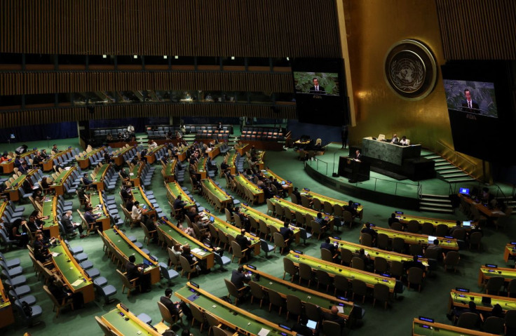 North Korea's Ambassador to the United Nations Kim Song speaks during a meeting of the U.N. General Assembly after China and Russia vetoed new sanctions on North Korea in the U.N. Security Council, at U.N. headquarters in New York City, New York, U.S., Ju