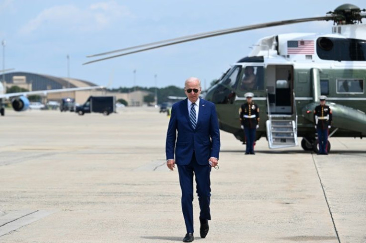 US President Joe Biden arrives to board Air Force One on his way to the Summit of the Americas in Los Angeles