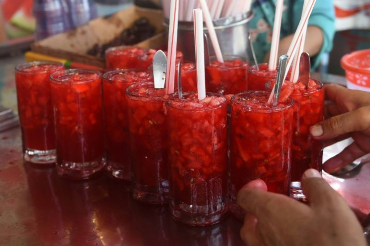A roadside stall in Pakistan does a brisk business selling ultra-sweet Rooh Afza
