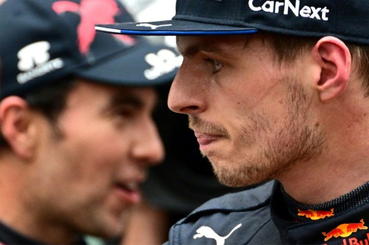 Only 15 points separate Perez (left) from his Red Bull world champion teammate Verstappen (right)