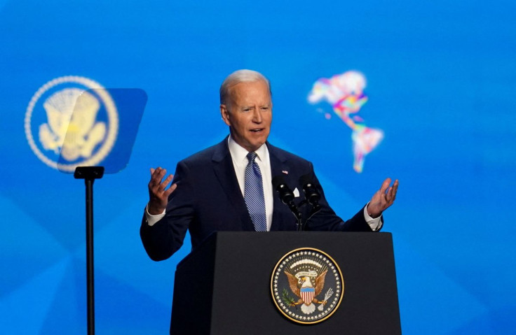 U.S. President Joe Biden speaks during the ninth Summit of the Americas, in Los Angeles, California, U.S. June 8, 2022. 