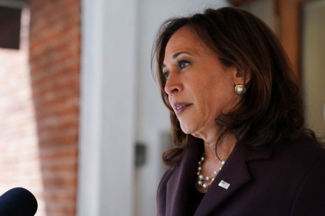 U.S. Vice President Kamala Harris speaks to the media after touring a Los Angeles small business, Dream Big Children's Center, in Los Angeles, California, U.S. June 8, 2022. 