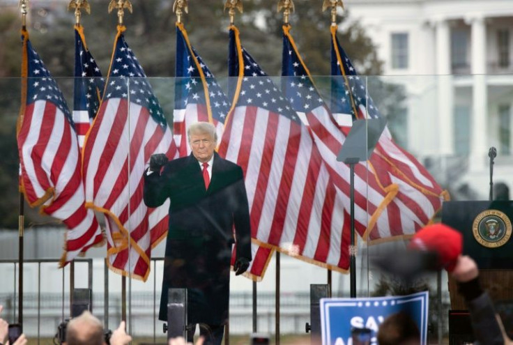 Former US president Donald Trump, pictured speaking to supporters on January 6, 2021 before the violence broke out, is seen by congressional investigators as an ongoing threat to democracy