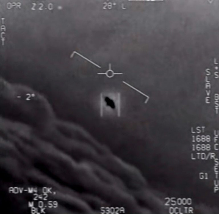 This video grab image obtained April 28, 2020 courtesy of the US Department of Defense shows part of an unclassified video taken by Navy pilots that have circulated for years showing interactions with "unidentified aerial phenomena"
