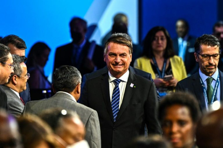 Brazilian President Jair Bolsonaro arrives to attend a plenary session of the Summit of the Americas in Los Angeles