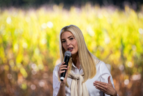 Then-White House Senior Adviser Ivanka Trump speaks during a campaign event for U.S. President Donald Trump, not pictured, in Dallas, North Carolina, U.S., October 1, 2020. 