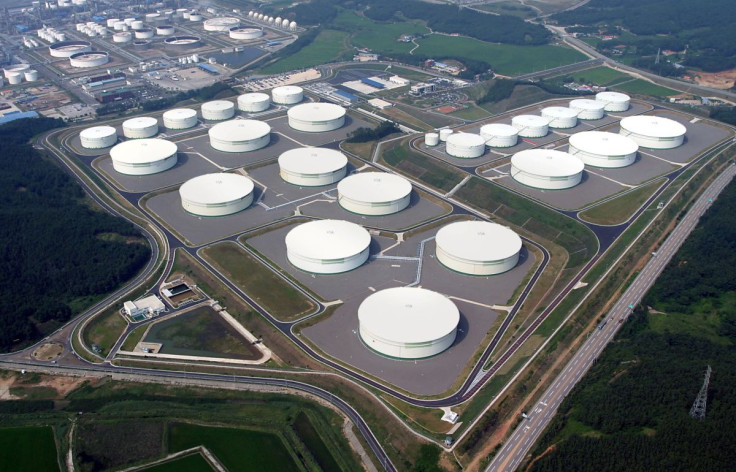 An aerial view shows oil stockpiling facilities in unidentified location, South Korea, in this handout picture taken on July 14, 2005. Picture taken on July 14, 2005. Korea National Oil Corp/Handout via 