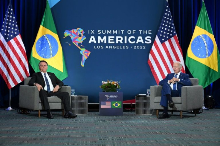 US President Joe Biden and Brazilian President Jair Bolsonaro meet at the Summit of the Americas in Los Angeles