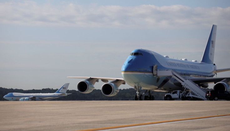 A pair of modified Boeing 747 jets which serve as Air Force One presidential aircraft are seen at Joint Base Andrews, Maryland, U.S., July 29, 2020. 