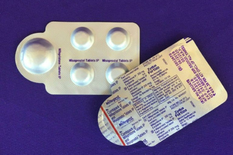 Mifepristone (L) and misoprostol (R), also known as abortion pills