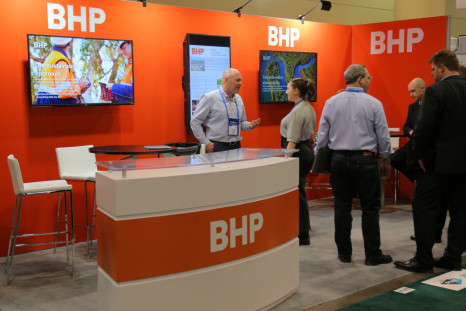 Visitors to the BHP booth speak with representatives during the Prospectors and Developers Association of Canada (PDAC) annual convention in Toronto, Ontario, Canada March 4, 2019. 