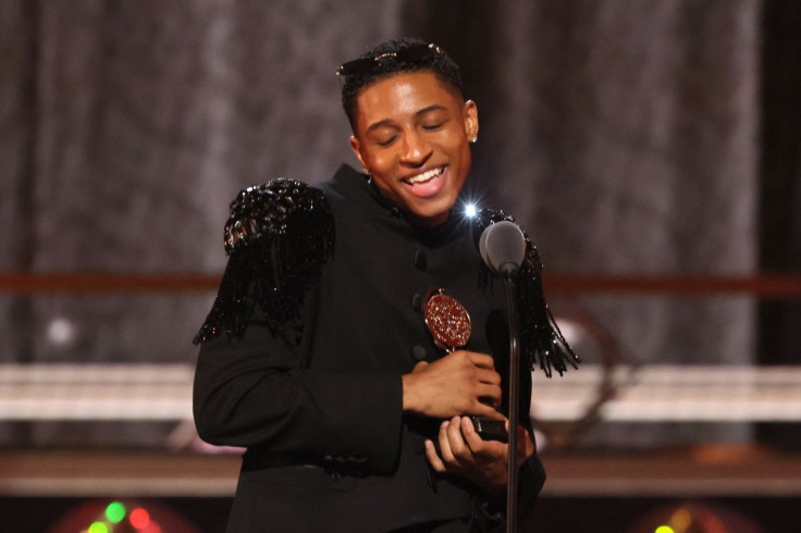 Myles Frost accepts the award for Best Performance by an Actor in a Leading Role in a Musical for MJ at the 75th Annual Tony Awards in New York City, U.S., June 12, 2022. 
