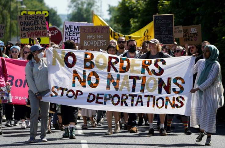 Protests were held outside a detention centre near London Gatwick Airport on Sunday