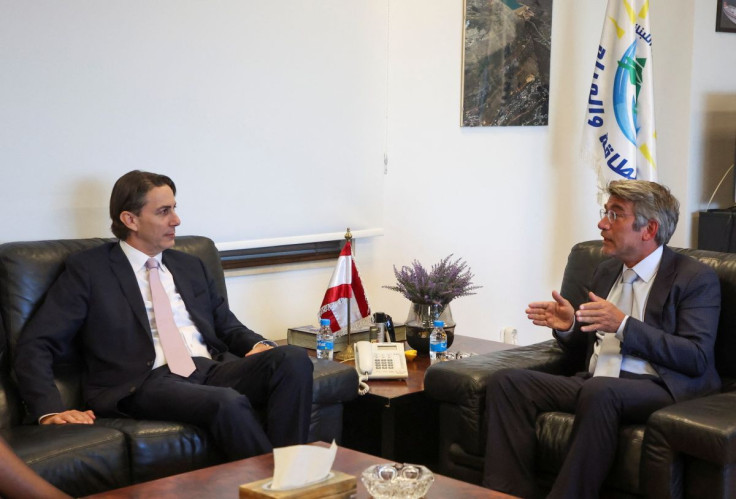 Lebanon's caretaker Energy Minister Walid Fayad, gestures as he meets with U.S. Senior Advisor for Energy Security Amos Hochstein, in Beirut Lebanon June 13, 2022.