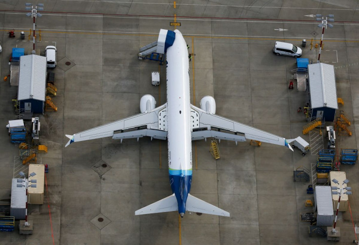 An aerial view of a Boeing 737 MAX airplane parked at King County International Airport-Boeing Field in Seattle, Washington, U.S, June 1, 2022.  