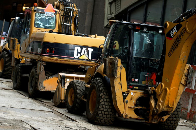 Caterpillar machines are seen at a construction site in New York City, U.S., October 17, 2016.  