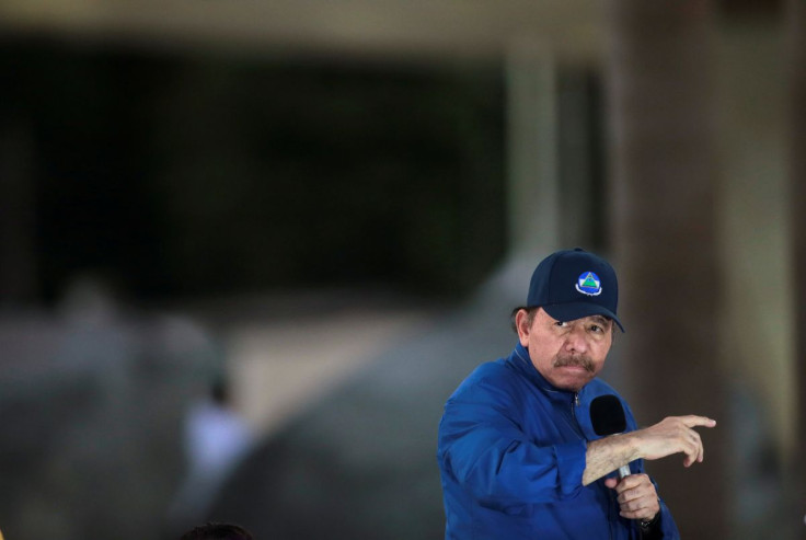 Nicaraguan President Daniel Ortega speaks to supporters during the opening ceremony of a highway overpass in Managua, Nicaragua March 21, 2019.