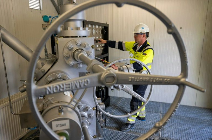 A Uniper employee inspects the above-ground facilities at the natural gas storage facility
