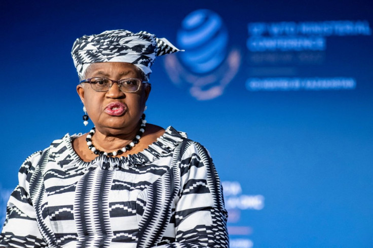 Director-General of the World Trade Organisation (WTO) Ngozi Okonjo-Iweala at the opening ceremony of the 12th Ministerial Conference, at the World Trade Organization, in Geneva, Switzerland, June 12, 2022. Martial Trezzini/Pool via 