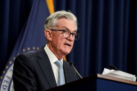 Federal Reserve Board Chairman Jerome Powell speaks to reporters after the Federal Reserve raised its target interest rate by three-quarters of a percentage point to stem a disruptive surge in inflation, during a news conference following a two-day meetin