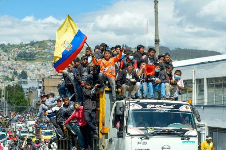 Indigenous Ecuadorans are protesting high fuel prices and living costs