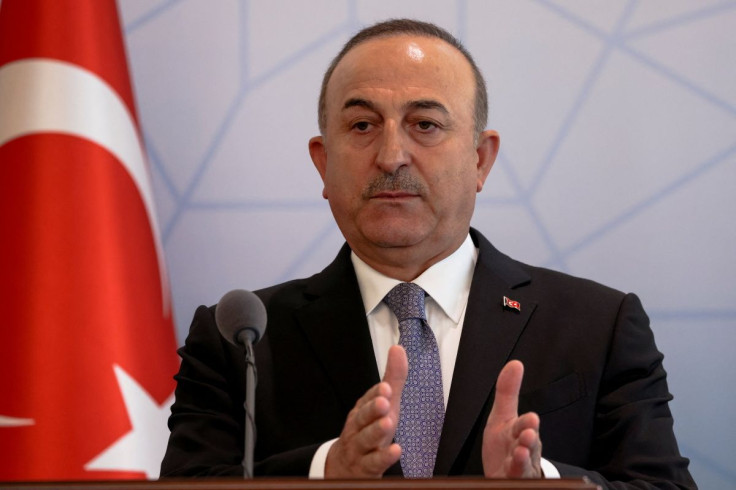 Turkish Foreign Minister Mevlut Cavusoglu attends a news conference as he meets with Russian Foreign Minister Sergei Lavrov in Ankara, Turkey June 8, 2022.