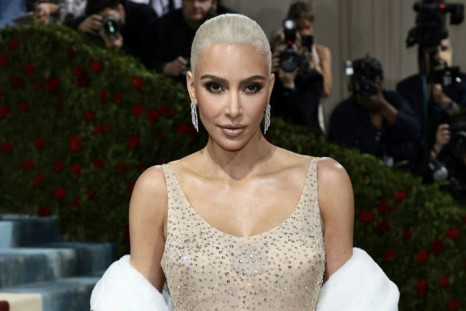 Kim Kardashian arrives at the Met Gala in New York wearing Marilyn Monroe's dress in May 2022