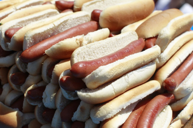 Stacked hot dogs